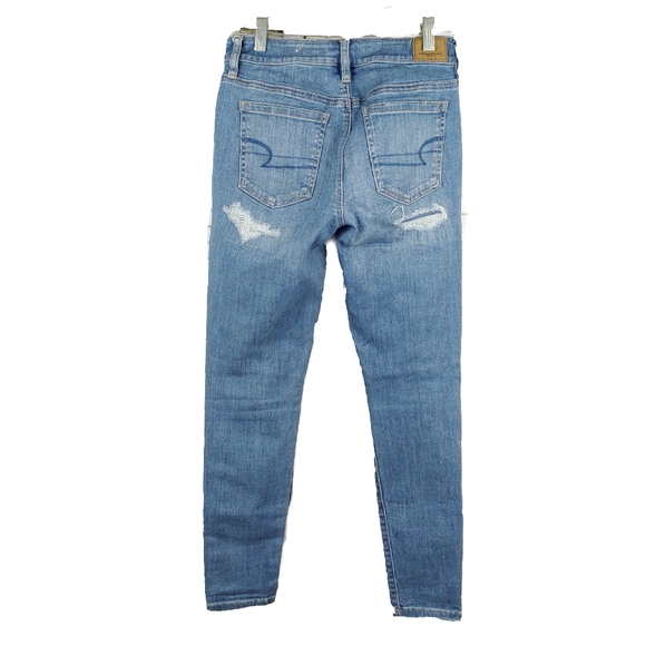 AEO EUC Womens 4 Short Super Stretch Hi-Rise Faded & Destroyed Jeggings - Picture 6 of 6